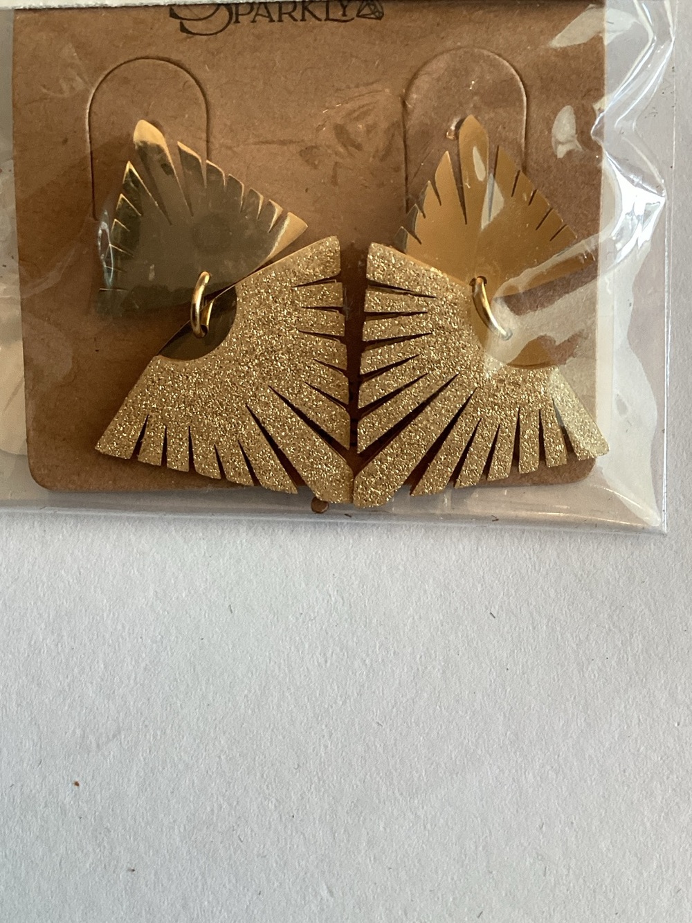 Gold Fan Drop Earrings - Women Jewelry